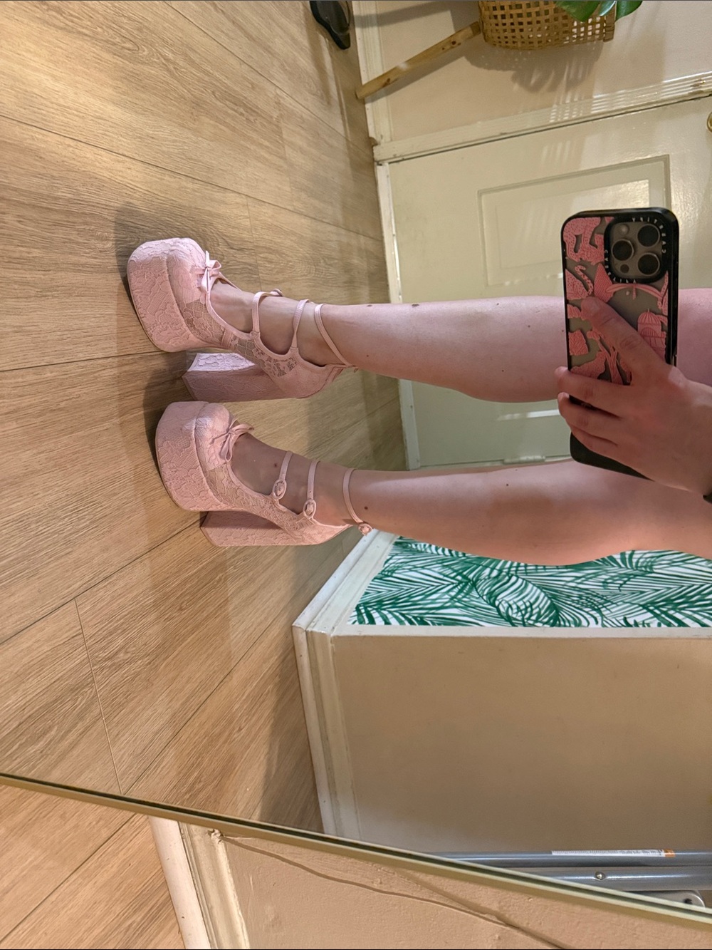 Sugar Thrillz Pink Lace Platform Mary Jane Pumps